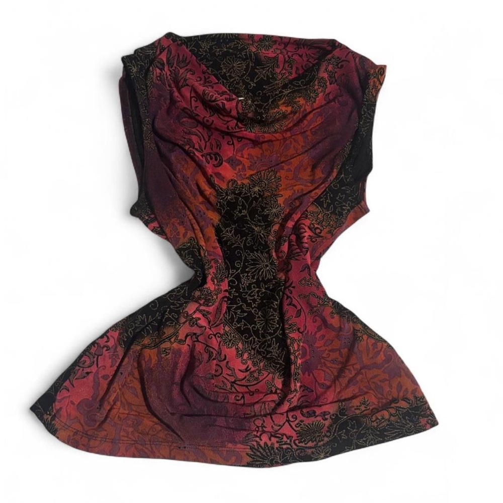Elegant Red and Black Floral top